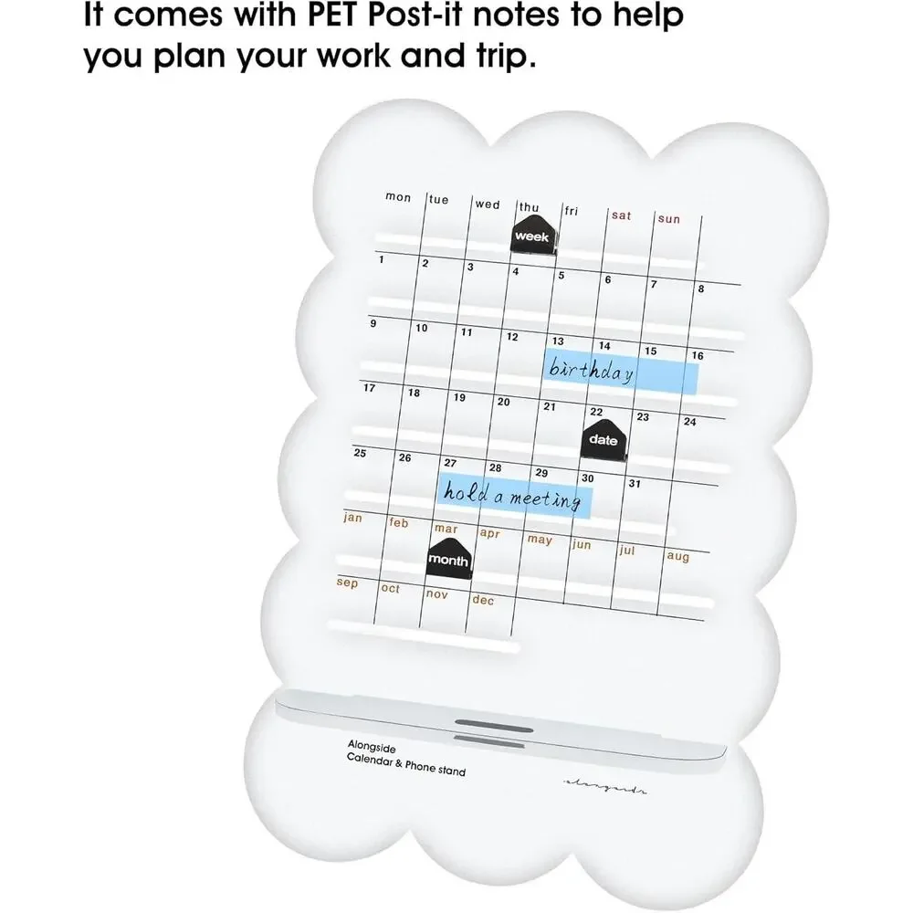 Practical Retro Perpetual Planner Desk Calendar Reminders Acrylic Phone holder